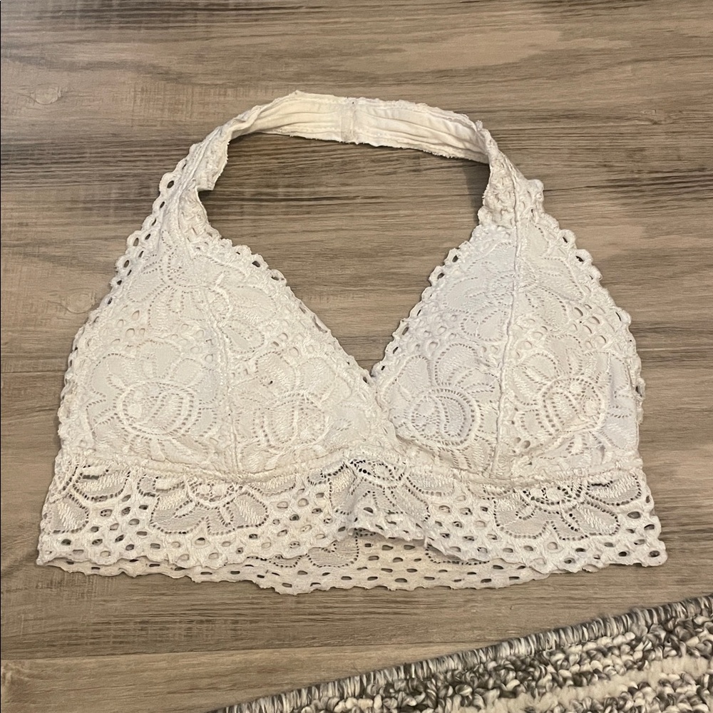 Aeropostale Ivory Lace Halter Top